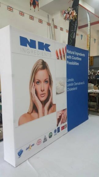 3 x 2.25m Fabric pop up display for NK ingredients