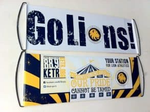 hand flag pull up advertising scroll