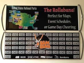 hand flag pull up banner advertising scroll