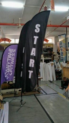 Feather flag for start and finish event