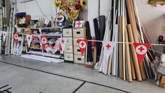 Bunting flags for Red Cross