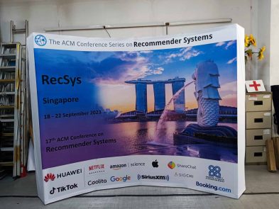 Fabric Pop up display Curve shape for ACM conference