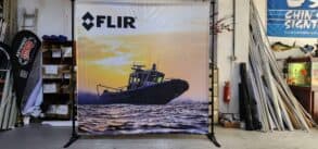 Fabric banner on telescopic backdrop stand (1)