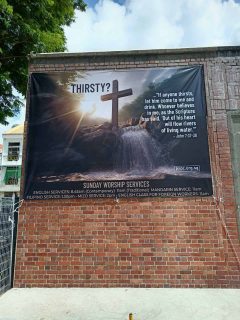 Banner printing for Church with installation