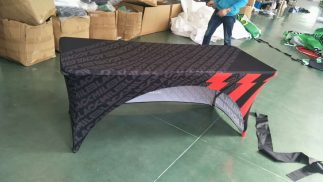 black spandex table cover back view