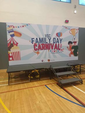 family carnival event backdrop printing