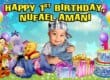 1st Birthday banner Winnie the pooh with real cake on banner