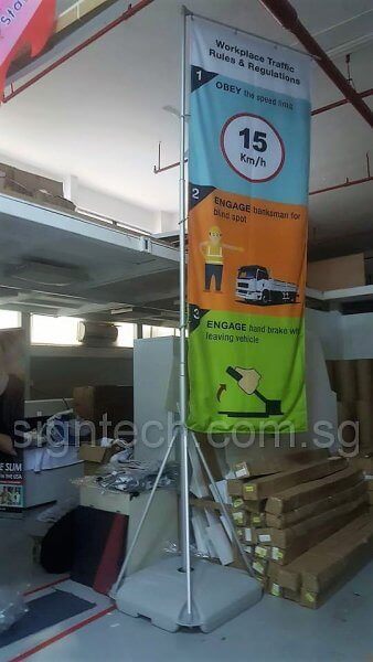 5m water base flag pole for safety branding - revise side