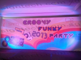 Backdrop with stand for funky party 2013