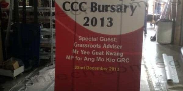 Roll up banner 1.2 x 2m display pole at behind