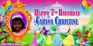 Banner printing for disney princess birthday banner version2- 4 x 2ft