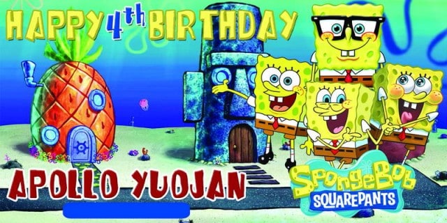spongebob birthday banner printing for kid