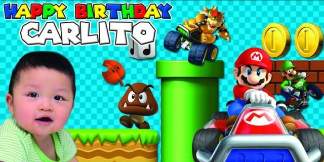 Banner printing for super mario birthday banner 4 x 2ft