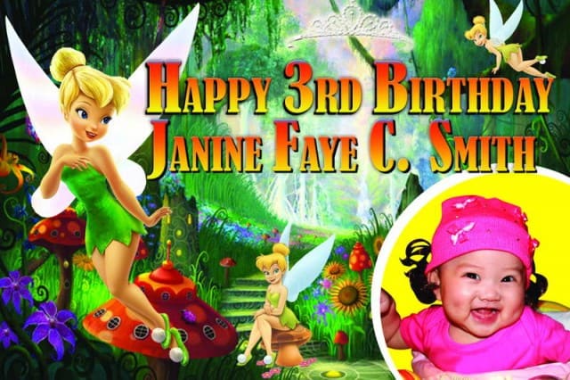 Banner printing for tinkerbell birthday banner 4 x 2ft