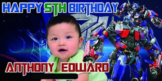 Banner printing for transformers optimus prime birthday banner