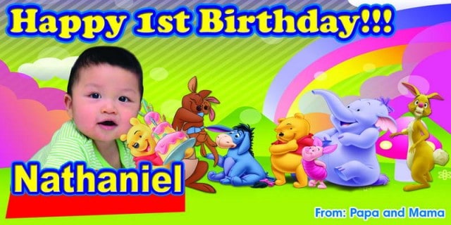 Banner printing for winnie the pooh birthday banner